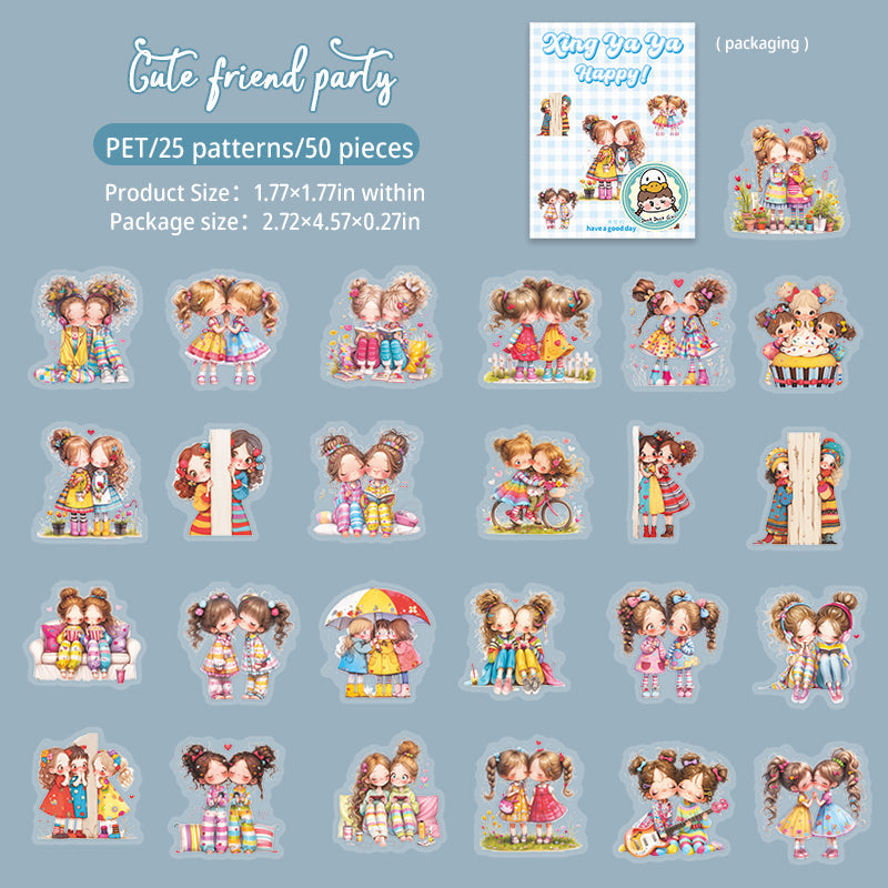 50-pack söta blomsterflickor klistermärken (S25082701)