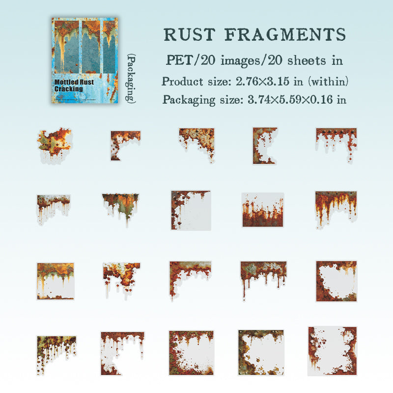 20 Stück Vintage-Rost-PET-Aufkleberpackung (S25092512)