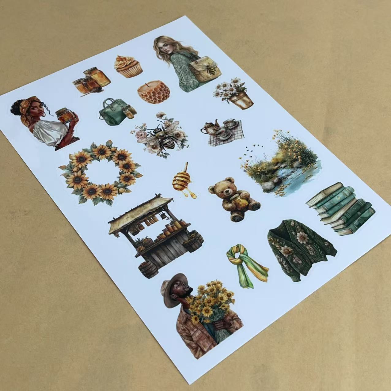 1 sheet bee pink A5 PET pre-cut sticker (S25112409)