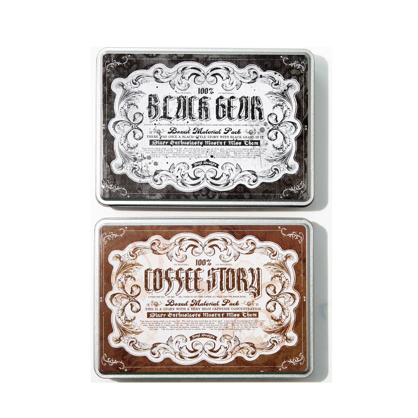 158 st vintage plåtask med klistermärken (MLS25060706)