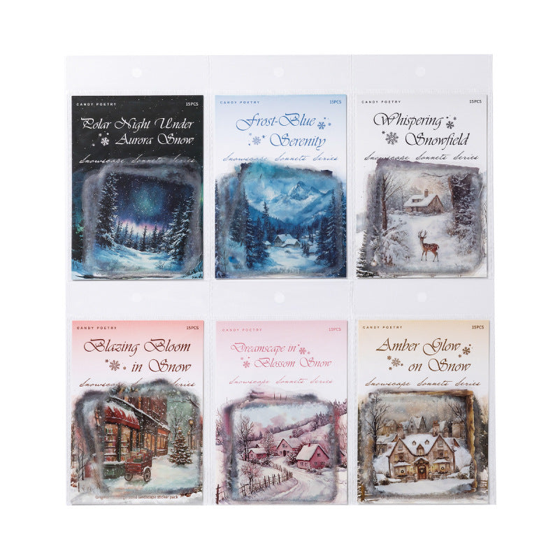 15pcs winter snow sticker pack(S25121605)