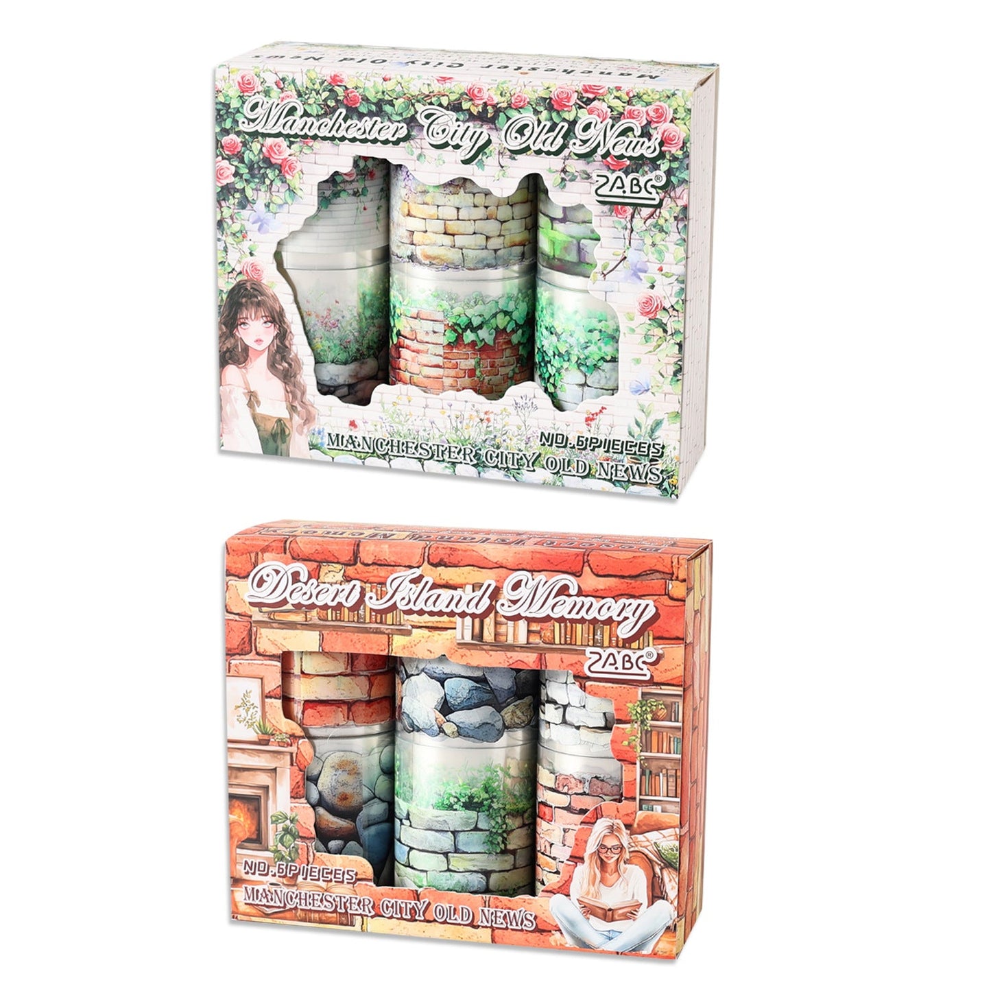 6 rullar väggblomma PET-tejp set (T25092805)