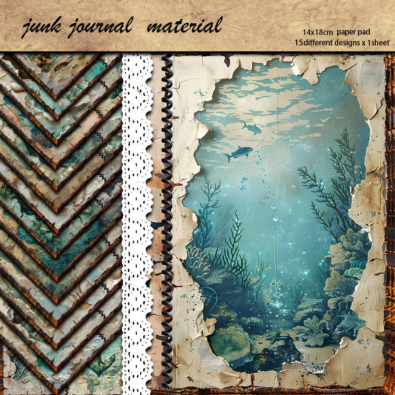 15 Stück blaues Meerespapier im A5-Format (P25101506)