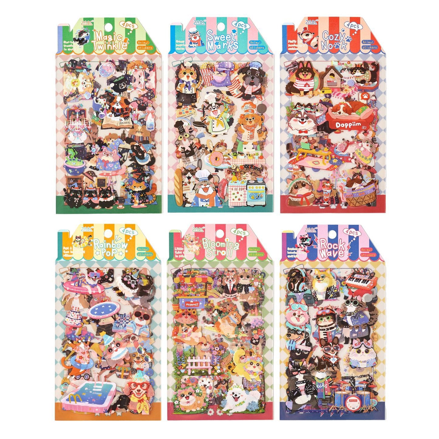 4sheets cute dog cat sticker pack(S25121104)