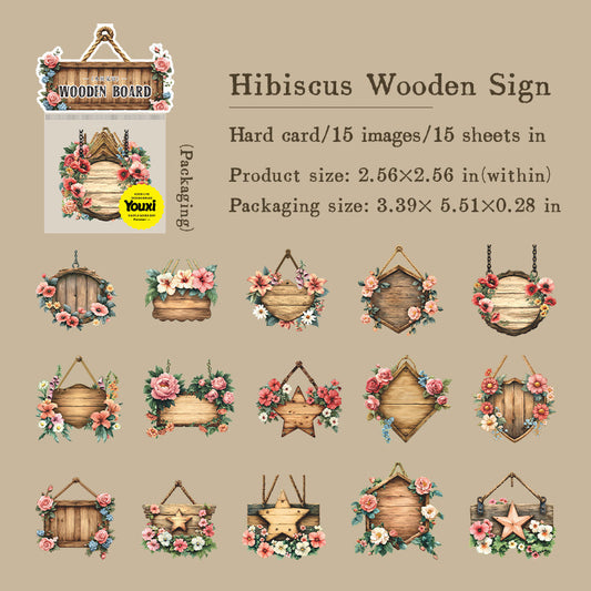 15pcs wooden board sticker pack (S25090401)