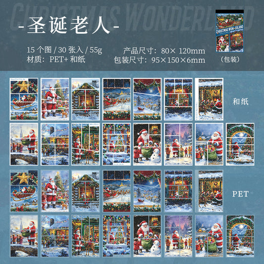 30pcs PET+WASHI Christmas sticker book (MLTZB25072101)