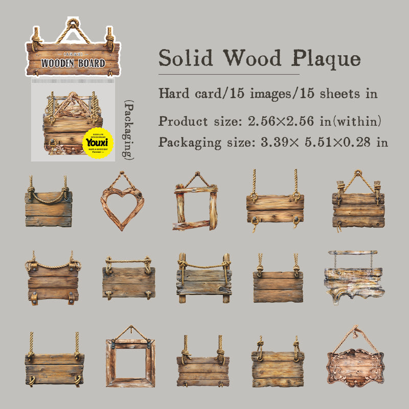 15pcs wooden board sticker pack (S25090401)