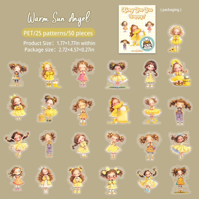 50-pack söta blomsterflickor klistermärken (S25082701)