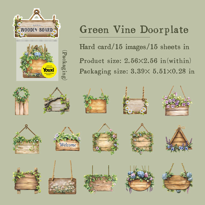 15pcs wooden board sticker pack (S25090401)