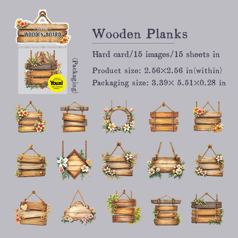 15pcs wooden board sticker pack (S25090401)