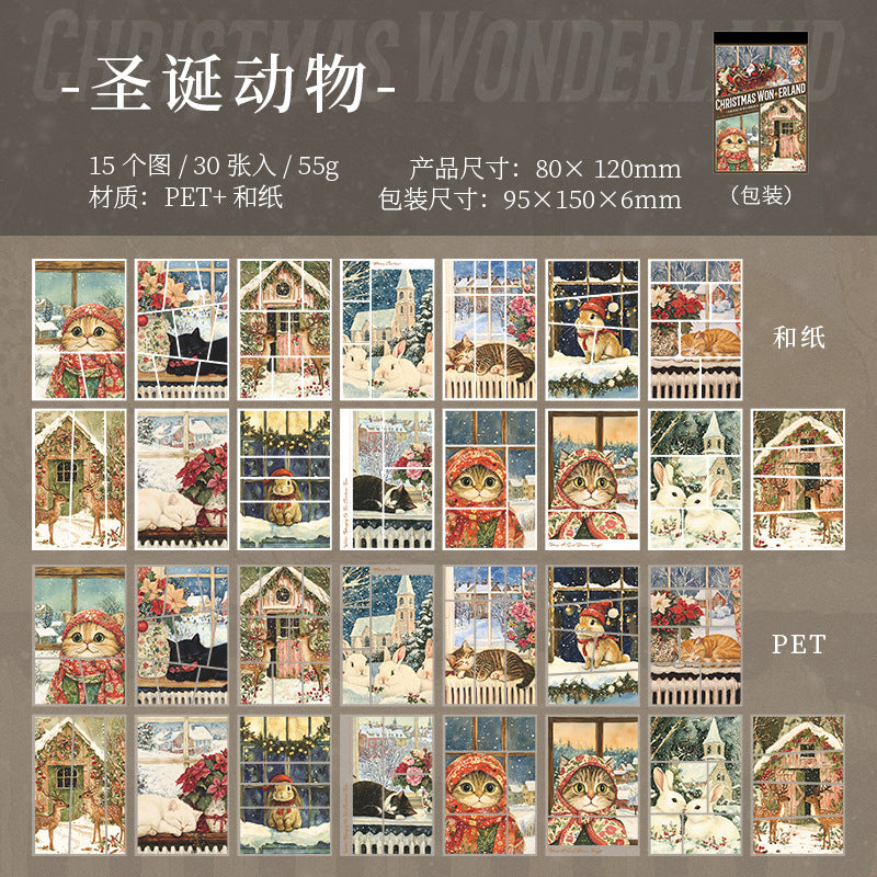 30pcs PET+WASHI Christmas sticker book (MLTZB25072101)