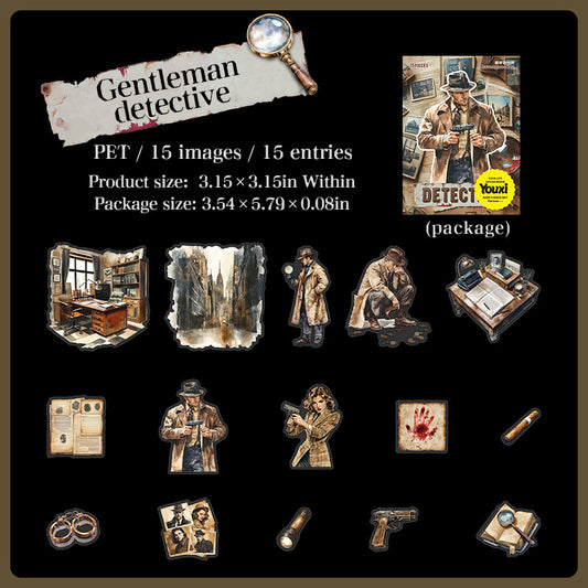 15pcs Detective sticker pack (S25090404)