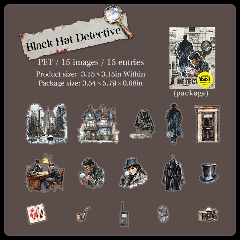 15pcs Detective sticker pack (S25090404)
