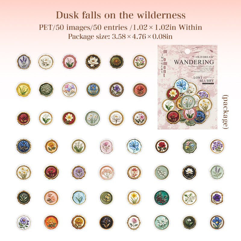 50 Stück Vintage-Aufkleberpackung (S25090406)