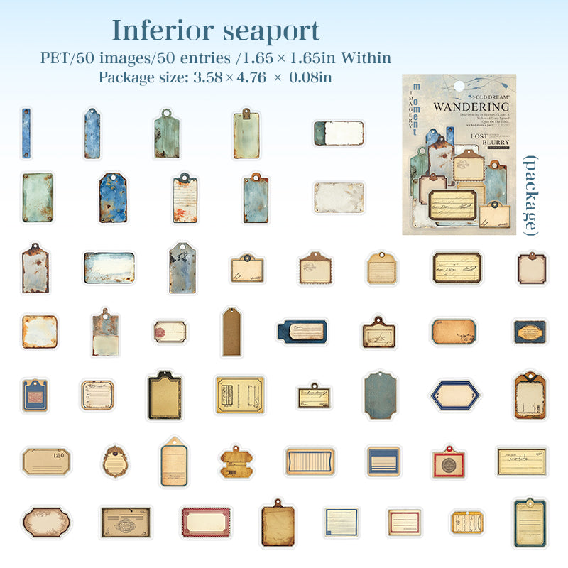 50 Stück Vintage-Aufkleberpackung (S25090406)