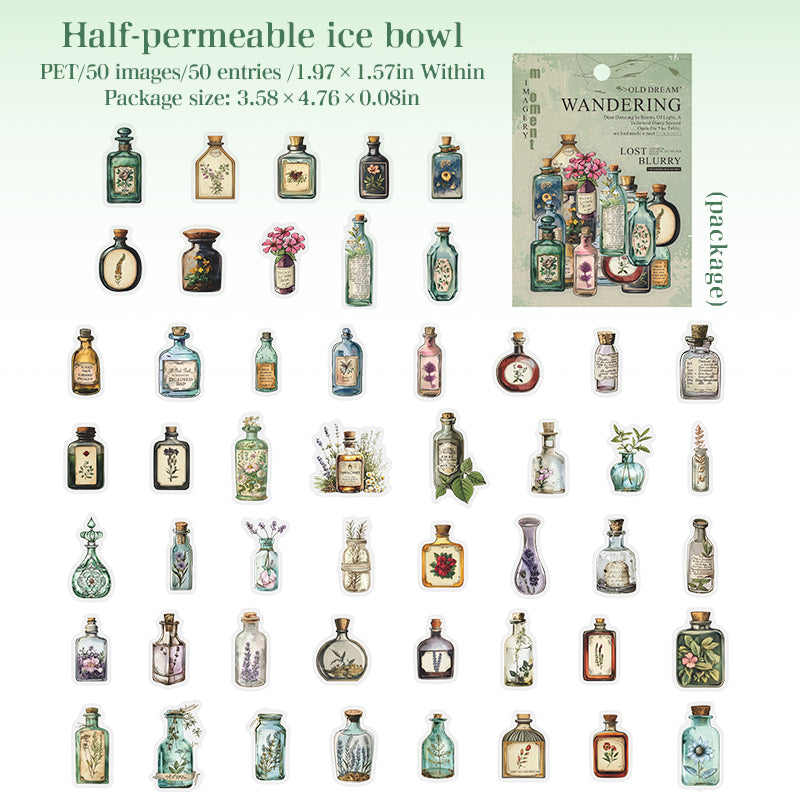 50 Stück Vintage-Aufkleberpackung (S25090406)