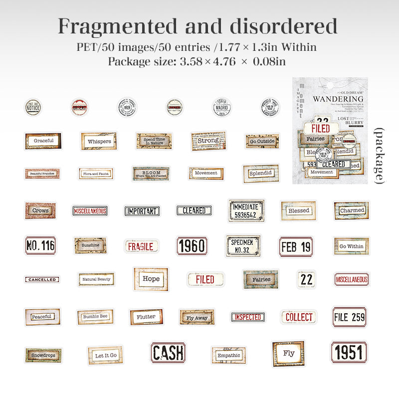 50 Stück Vintage-Aufkleberpackung (S25090406)