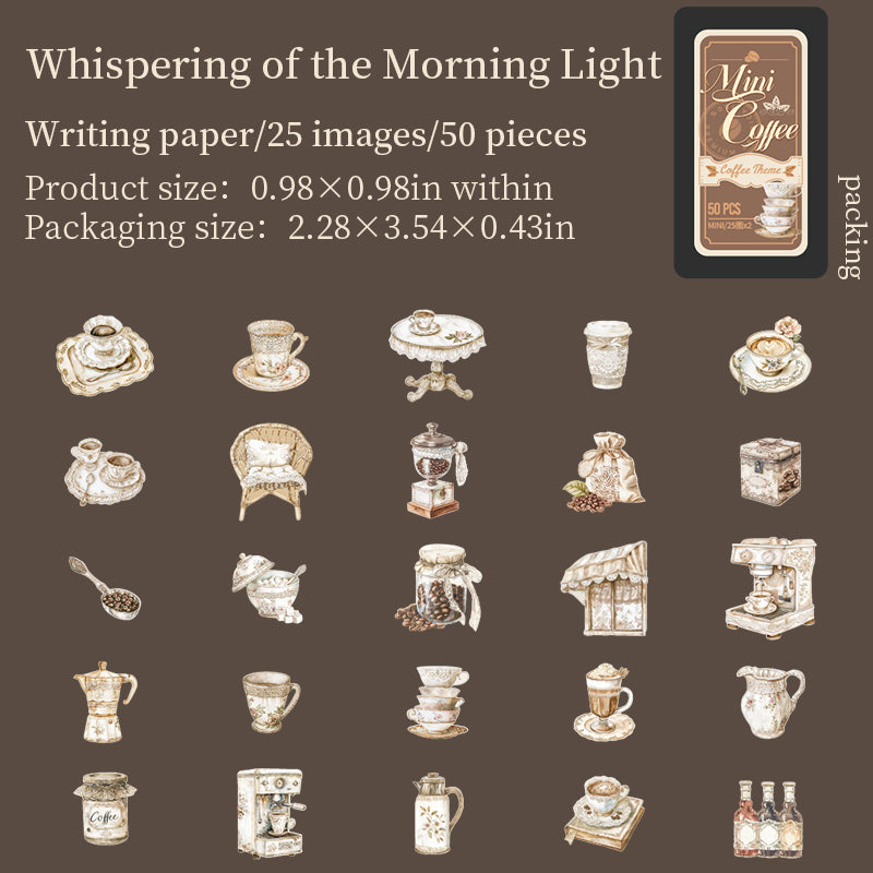 50 st mini-kaffe-plåtaskar med klistermärken (S25082507)