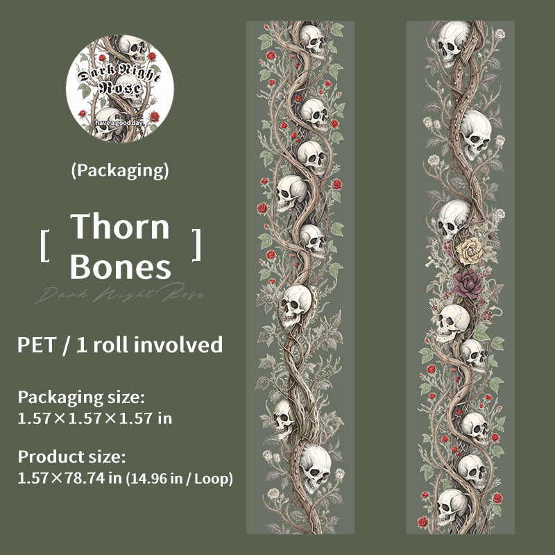 1 roll dark skull rose PET-tape (T25081907)