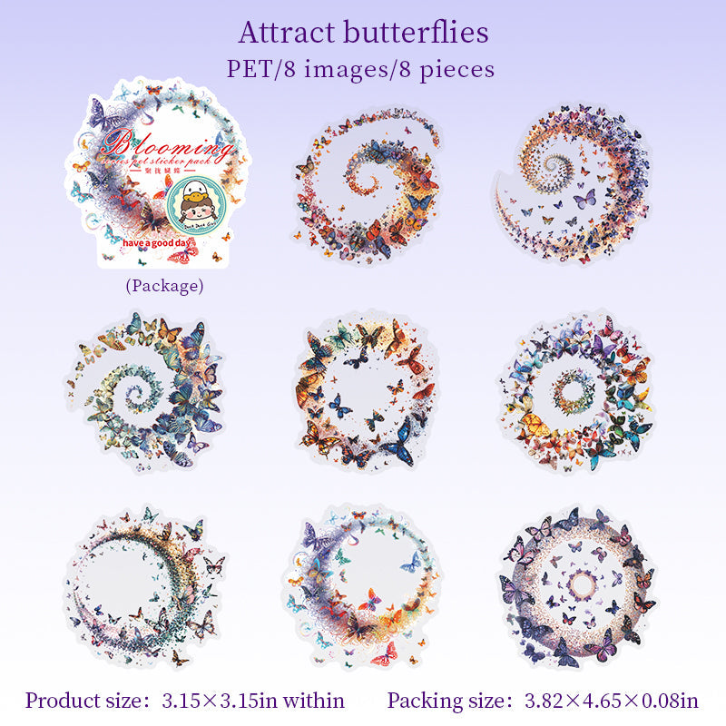 8pcs flower blooming sticker pack (S25082707)