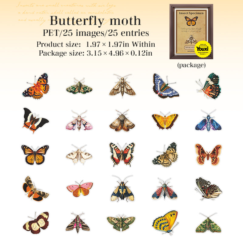 25pcs insect specimen sticker pack (S25082708)