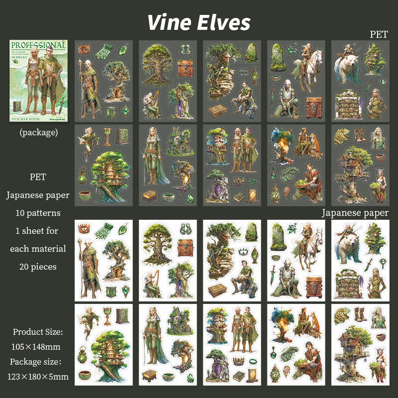 20sheets professional PET+washi sticker book (TZB25090901)