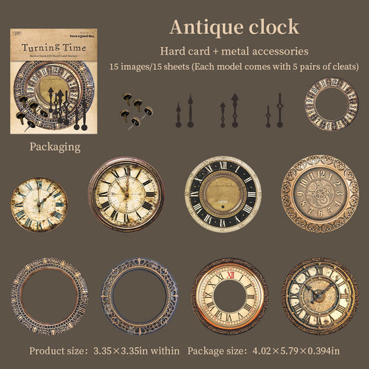 15pcs vintage clock sticker pack (S25112601)