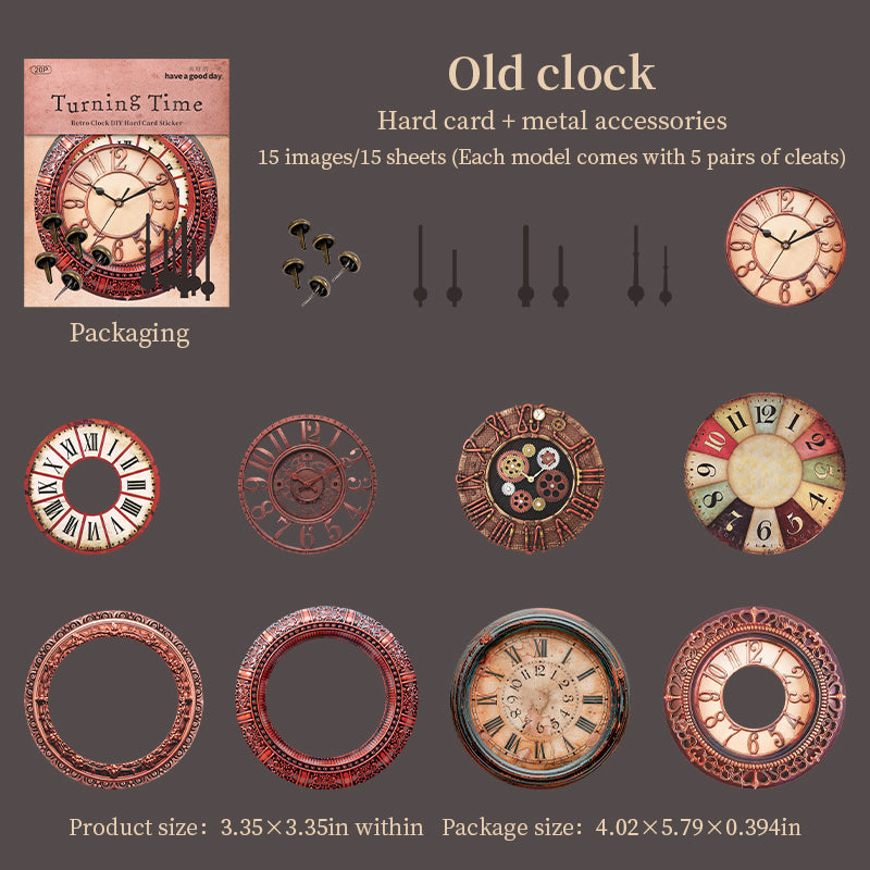 15pcs vintage clock sticker pack (S25112601)
