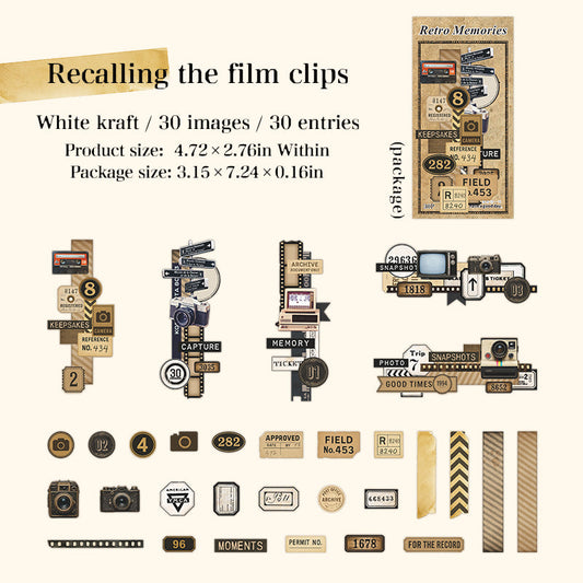 30pcs retro memory sticker+paper pack (P25101610)