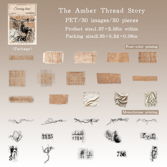 30pcs vintage sewing PET-sticker pack (S25102110)