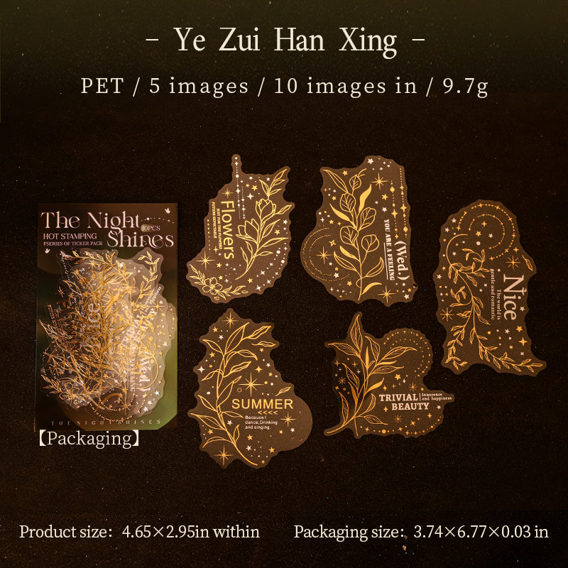 10pcs night shines PET-sticker pack (S25092410)