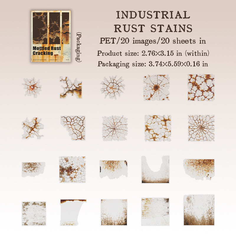 20 Stück Vintage-Rost-PET-Aufkleberpackung (S25092512)
