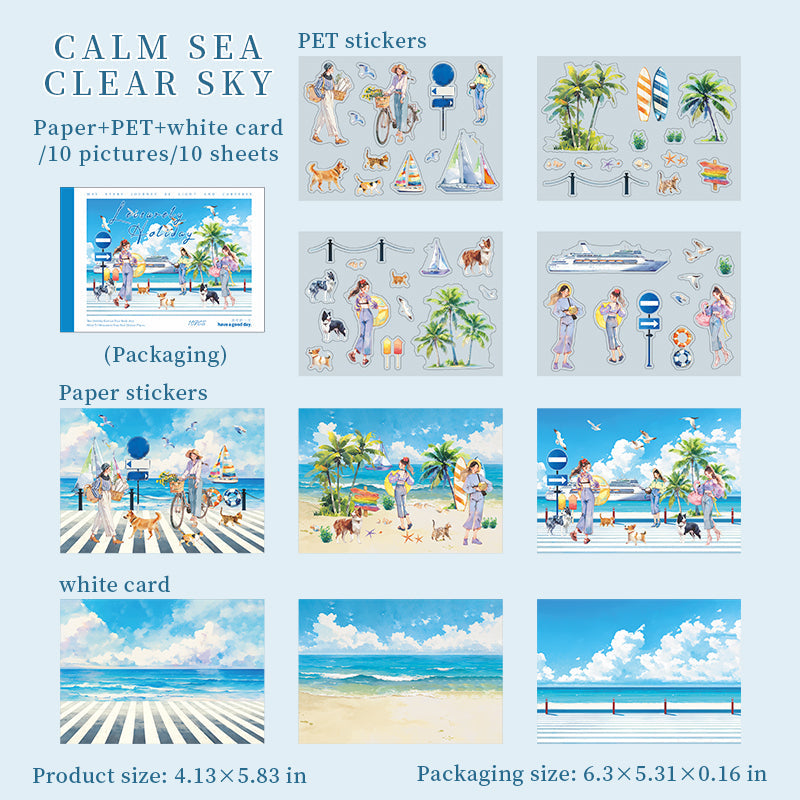 10sheets leisure holiday paper+card+PET sticker book (TZB25102112)