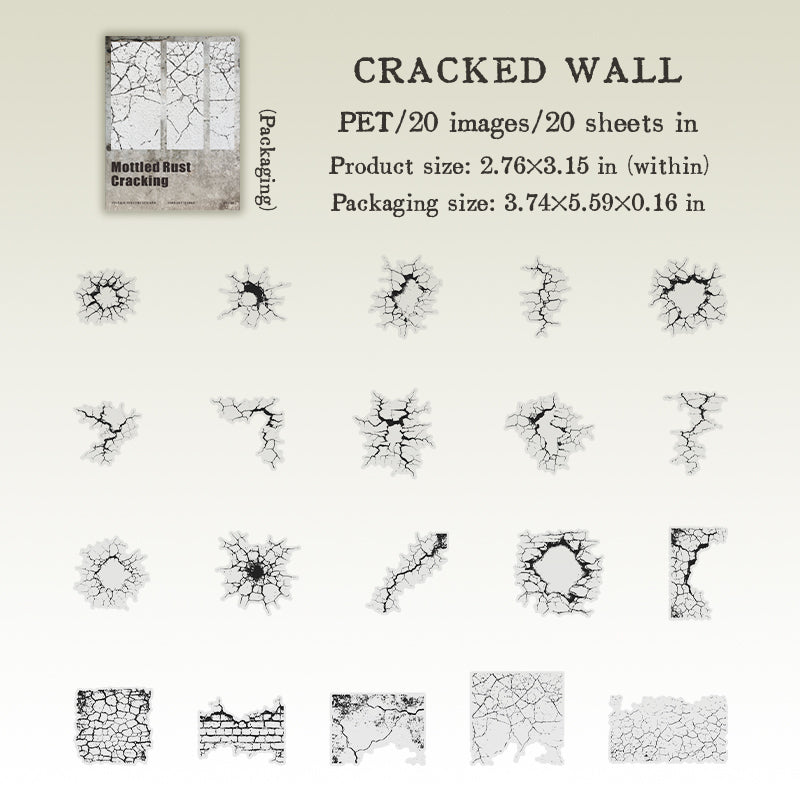 20 Stück Vintage-Rost-PET-Aufkleberpackung (S25092512)