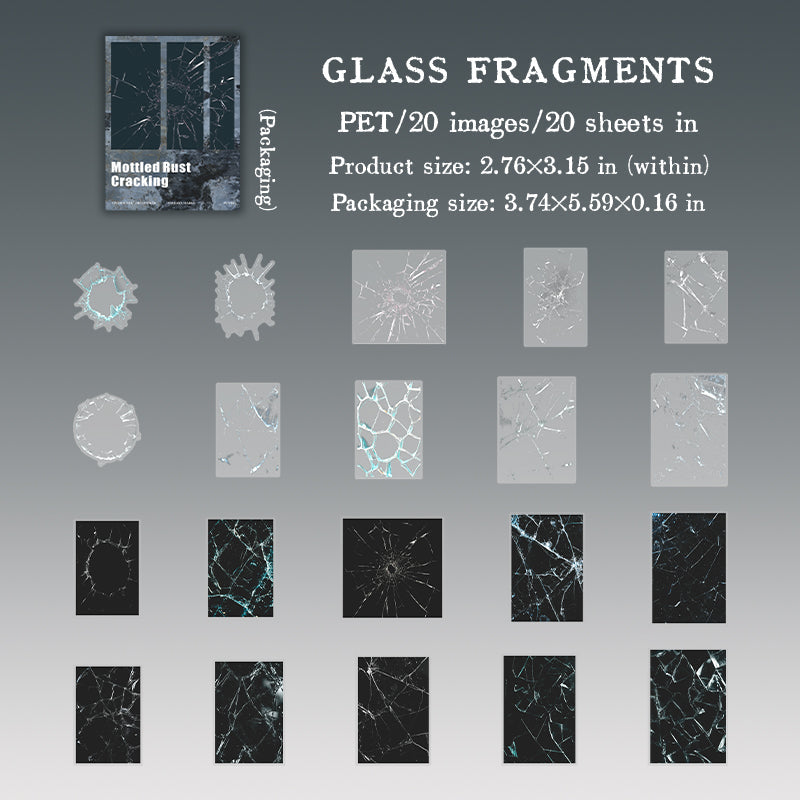 20 Stück Vintage-Rost-PET-Aufkleberpackung (S25092512)