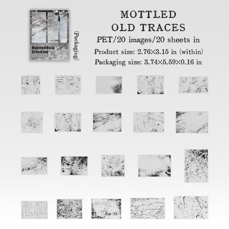 20 Stück Vintage-Rost-PET-Aufkleberpackung (S25092512)