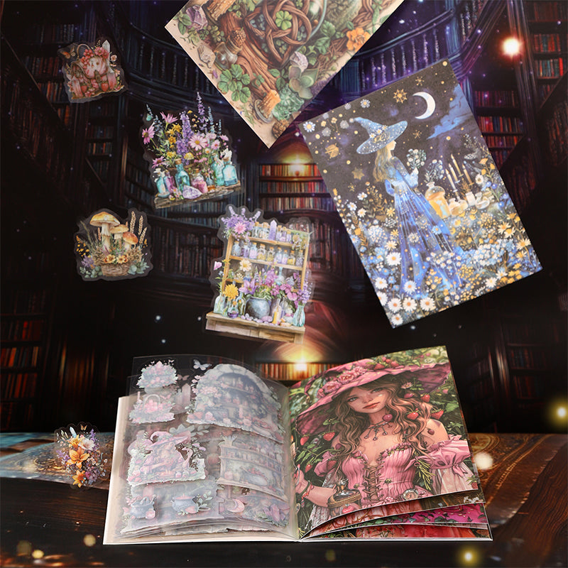 20sheets magic witch PET+washi sticker book (TZB25081208)