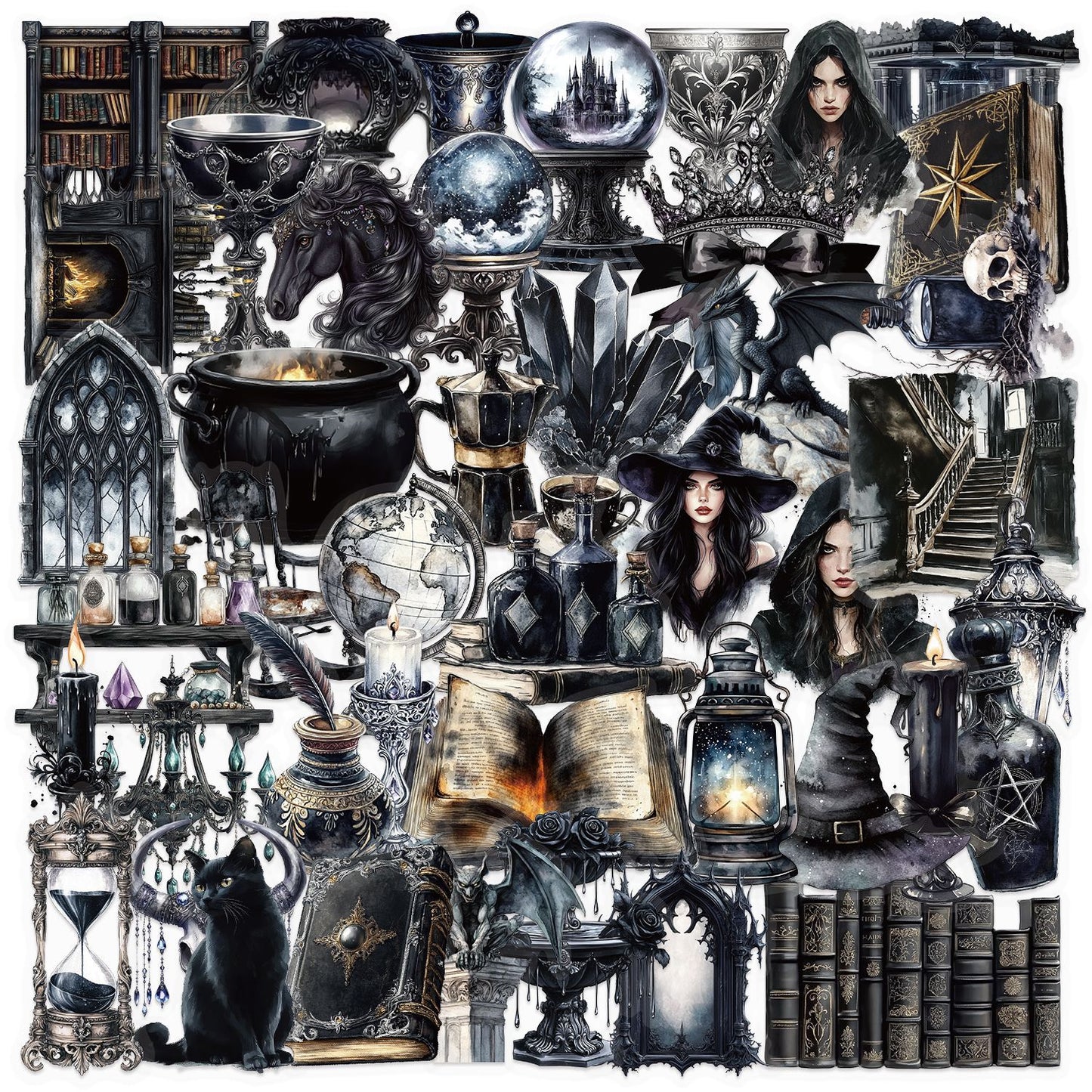 50pcs dark witch sticker pack (MLS25062104)