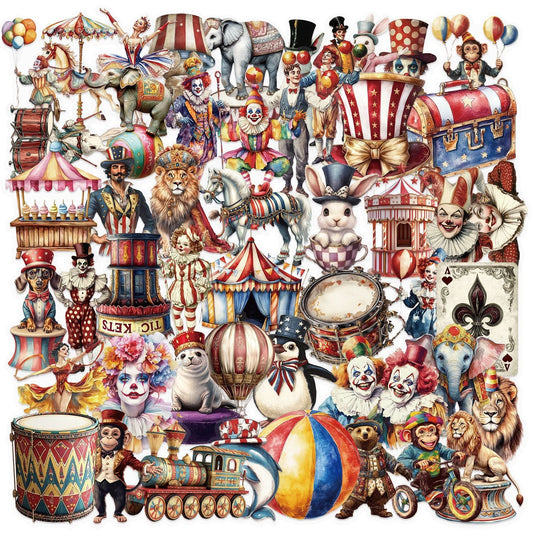 50pcs circus PET-sticker (S25100403)