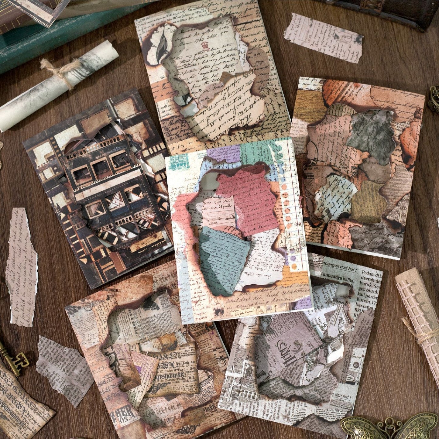 15pcs retro-burned sticker pack (S25102806)