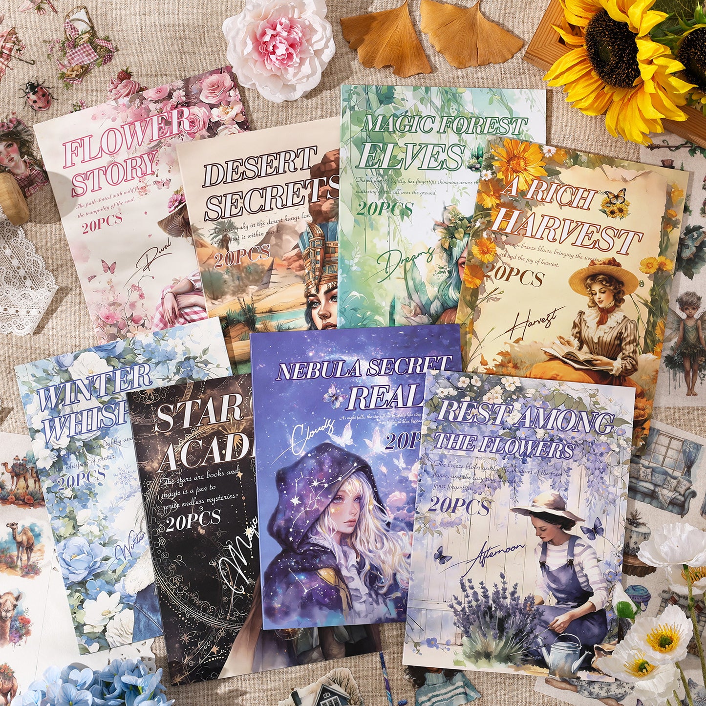 20 ark PET+WASHI klistermärkesbok (MLTZB25062308)