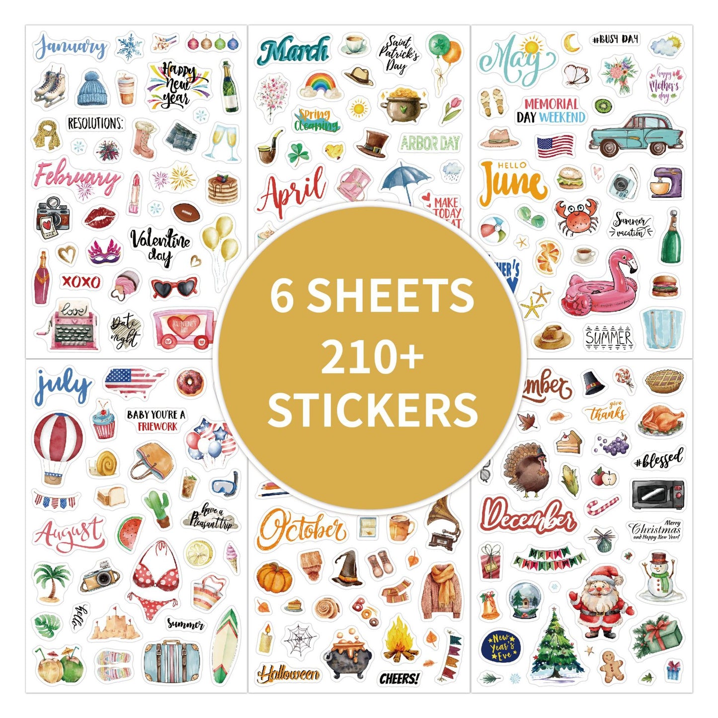 6 sheets 12month planner sticker pack (S25112404)
