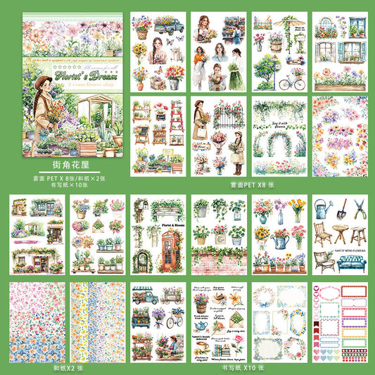 A5 size flower garden pre-cut sticker book (TZB26020303)