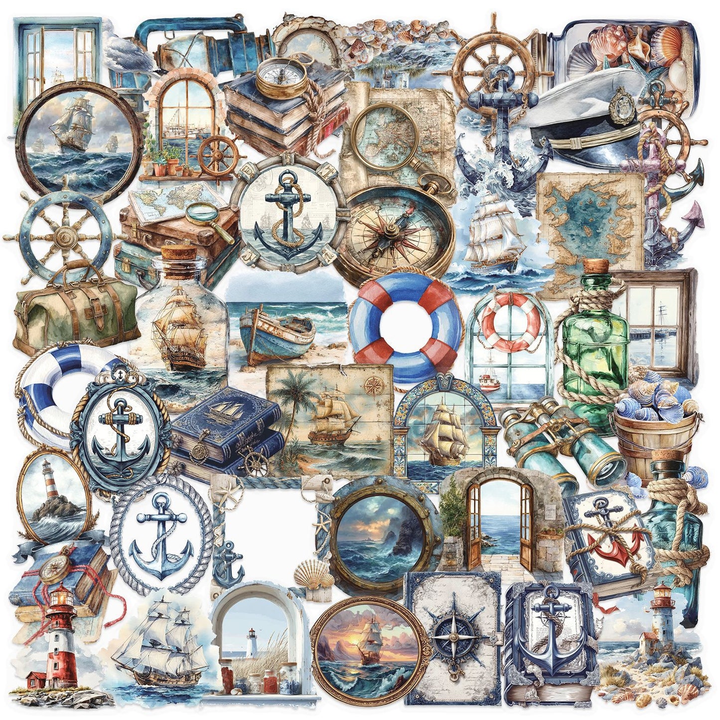 50pcs maritime sticker pack (S25111802)