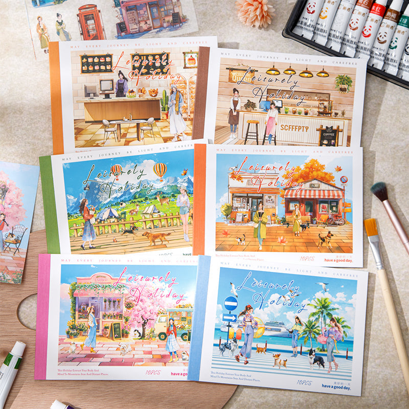 10sheets leisure holiday paper+card+PET sticker book (TZB25102112)