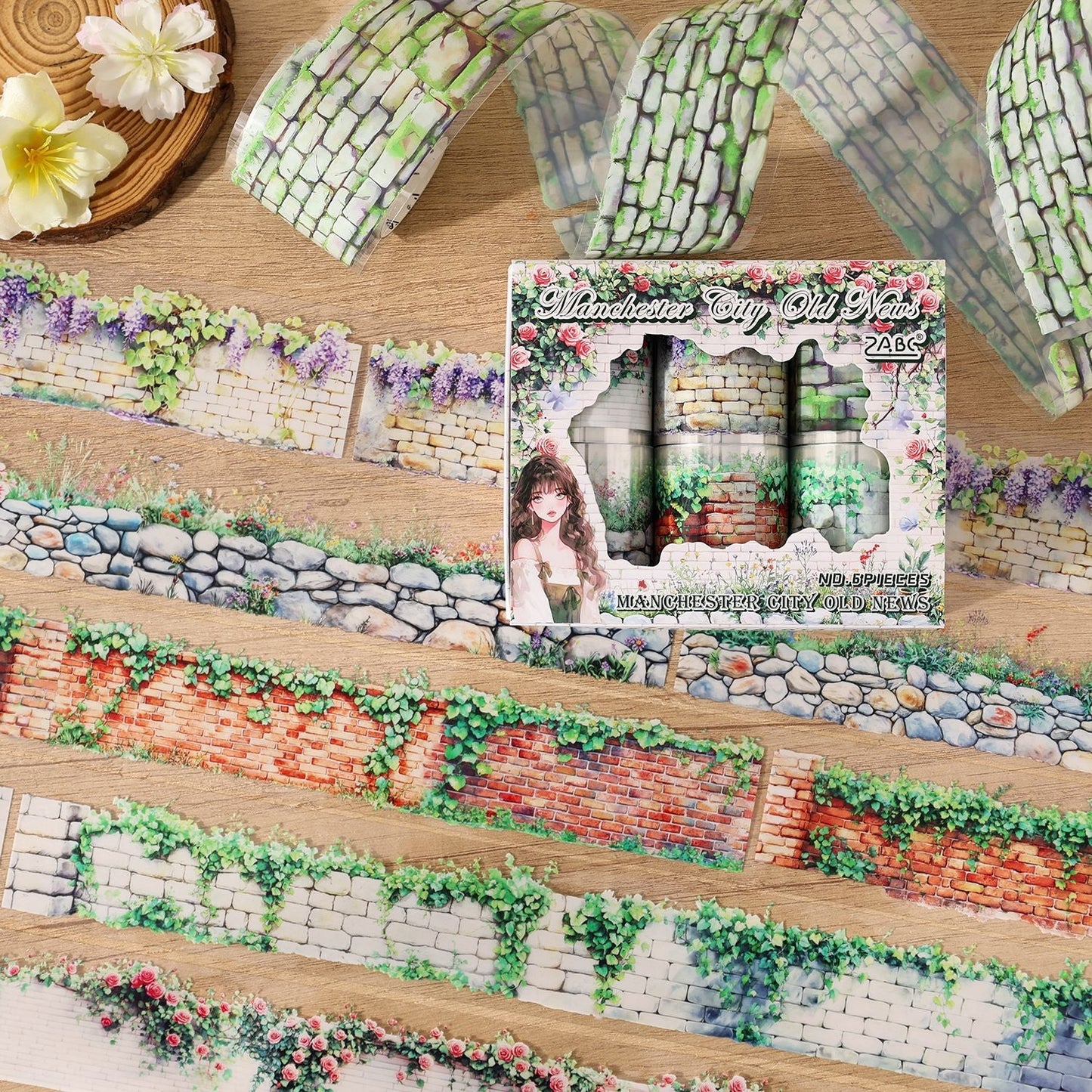 6 rullar väggblomma PET-tejp set (T25092805)