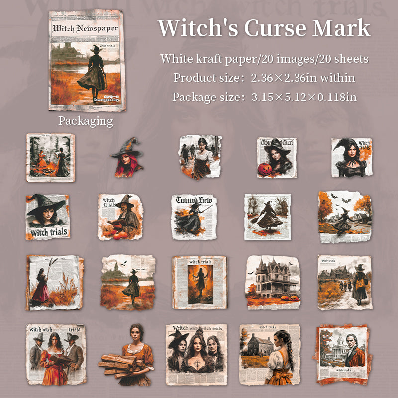 20pcs witch newspaper sticker pack(S25121602)