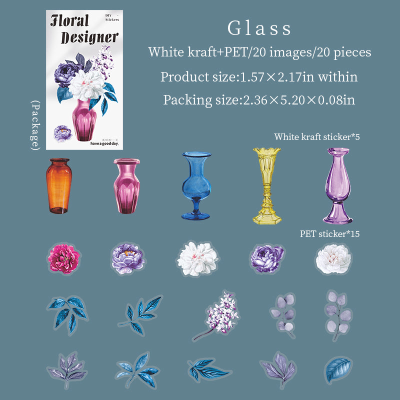 20pcs flower bottle sticker pack (S25111202)