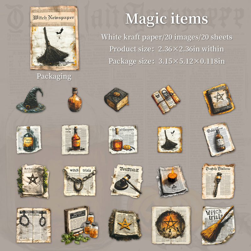 20pcs witch newspaper sticker pack(S25121602)