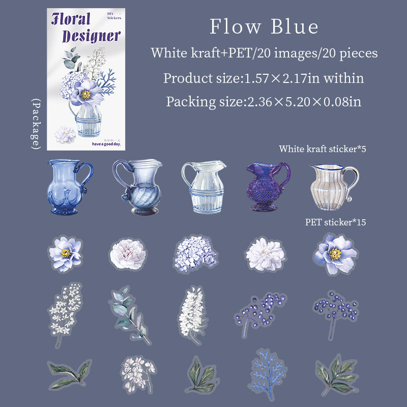 20pcs flower bottle sticker pack (S25111202)